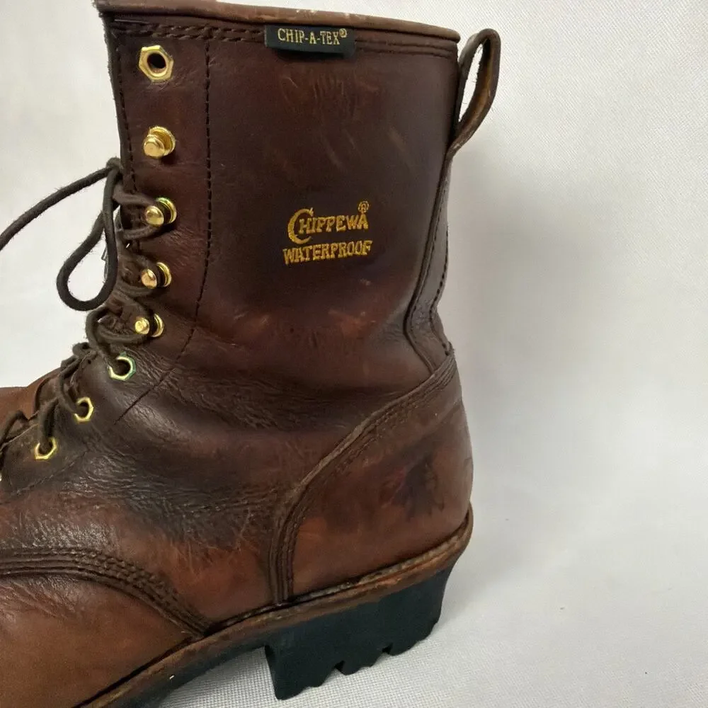 Chippewa Boots Men's 14 W Paladin Waterproof Steel Toe Brown Logger 73060